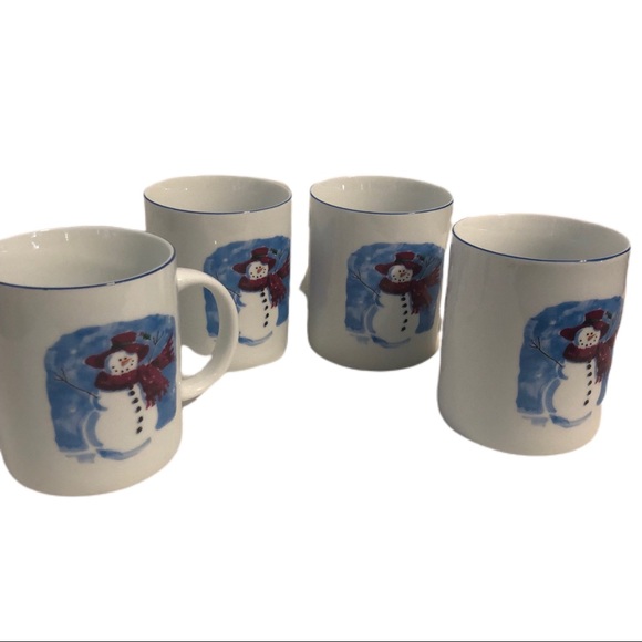 Holiday by now designs. Set of Four SnowMan Mugs - Picture 1 of 7